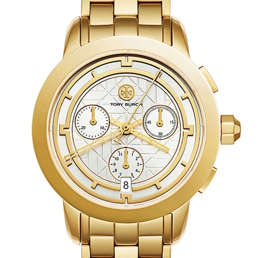 Tory Burch Classic Chronograph White Dial Gold Steel Strap Watch for Women - TBW1032 Buy Now By Tory Burch