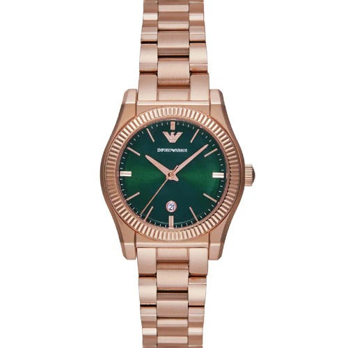 Emporio Armani Federica Analog Green Dial Rose Gold Steel Strap Watch for Women - AR11639 Buy Now By Emporio Armani