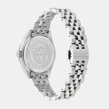 Versace V-Code Analog Blue Dial Silver Steel Strap Watch for Women - VE8I00324 Buy Now By Versace