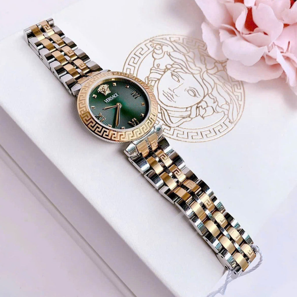 Versace Daphnis Quartz Green Dial Two Tone Steel Strap Watch for Women - VEOCA0424 Buy Now By Versace