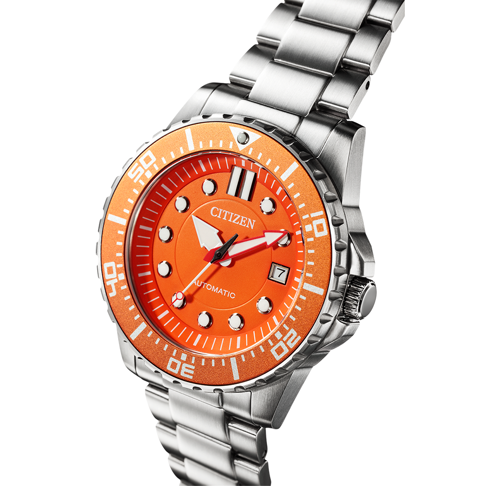 Citizen Mechanical Automatic Orange Dial Silver Steel Strap Watch for Men - NJ0128-80X Buy Now By Citizen