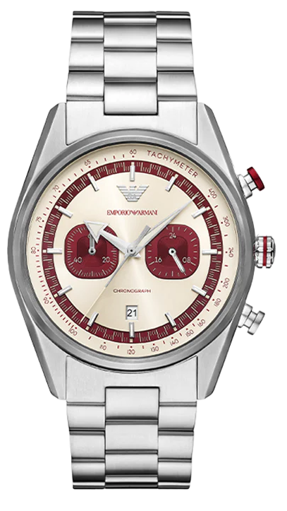 Emporio Armani Racer Chronograph White Dial Silver Steel Strap Watch for Men - AR11645 Buy Now By Emporio Armani