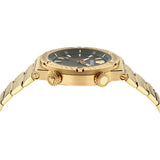 Versace Greca Logo Quartz Black Dial Gold Steel Strap Watch for Men - VE8G00624 Buy Now By Versace