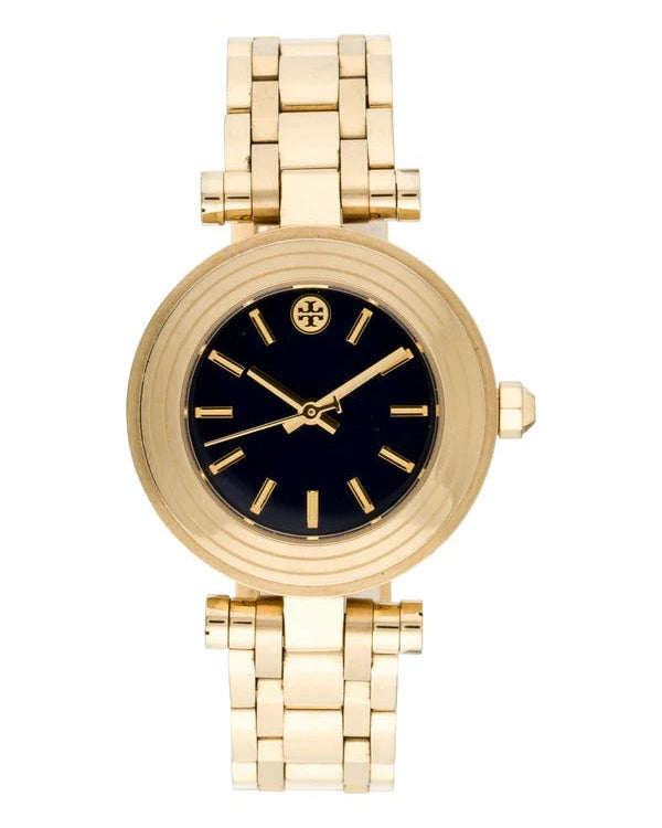 Tory Burch Classic T Black Dial Gold Steel Strap Watch for Women - TBW9010 Buy Now By Tory Burch