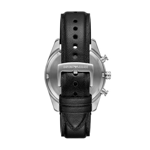 Emporio Armani Racer Chronograph Silver Dial Black Leather Strap Watch for Men - AR11677 Buy Now By Emporio Armani