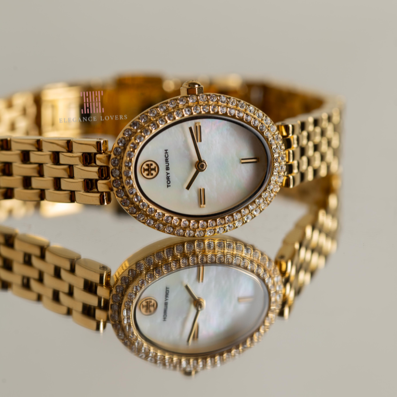 Tory Burch Oval Mother of Pearl Dial Gold Steel Strap Watch for Women - TBW6034 Buy Now By Tory Burch