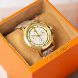 Tory Burch The Tory Chronograph White Dial Maroon Jacquard Strap Watch for Women - TBW1050 Buy Now By Tory Burch