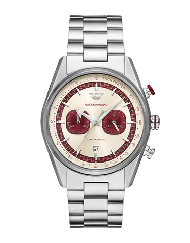 Emporio Armani Racer Chronograph White Dial Silver Steel Strap Watch for Men - AR11645 Buy Now By Emporio Armani