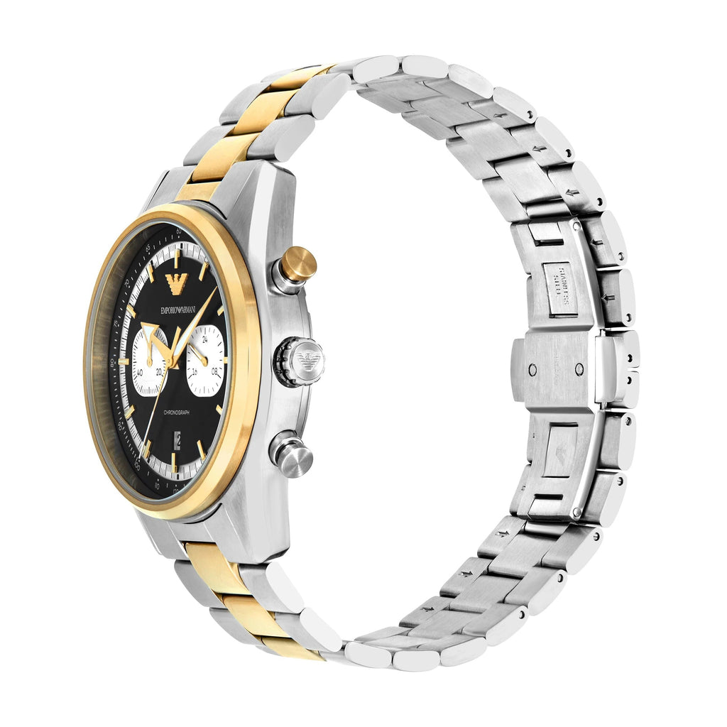 Emporio Armani Racer Chronograph Black Dial Two Tone Steel Strap Watch for Men - AR11678 Buy Now By Emporio Armani