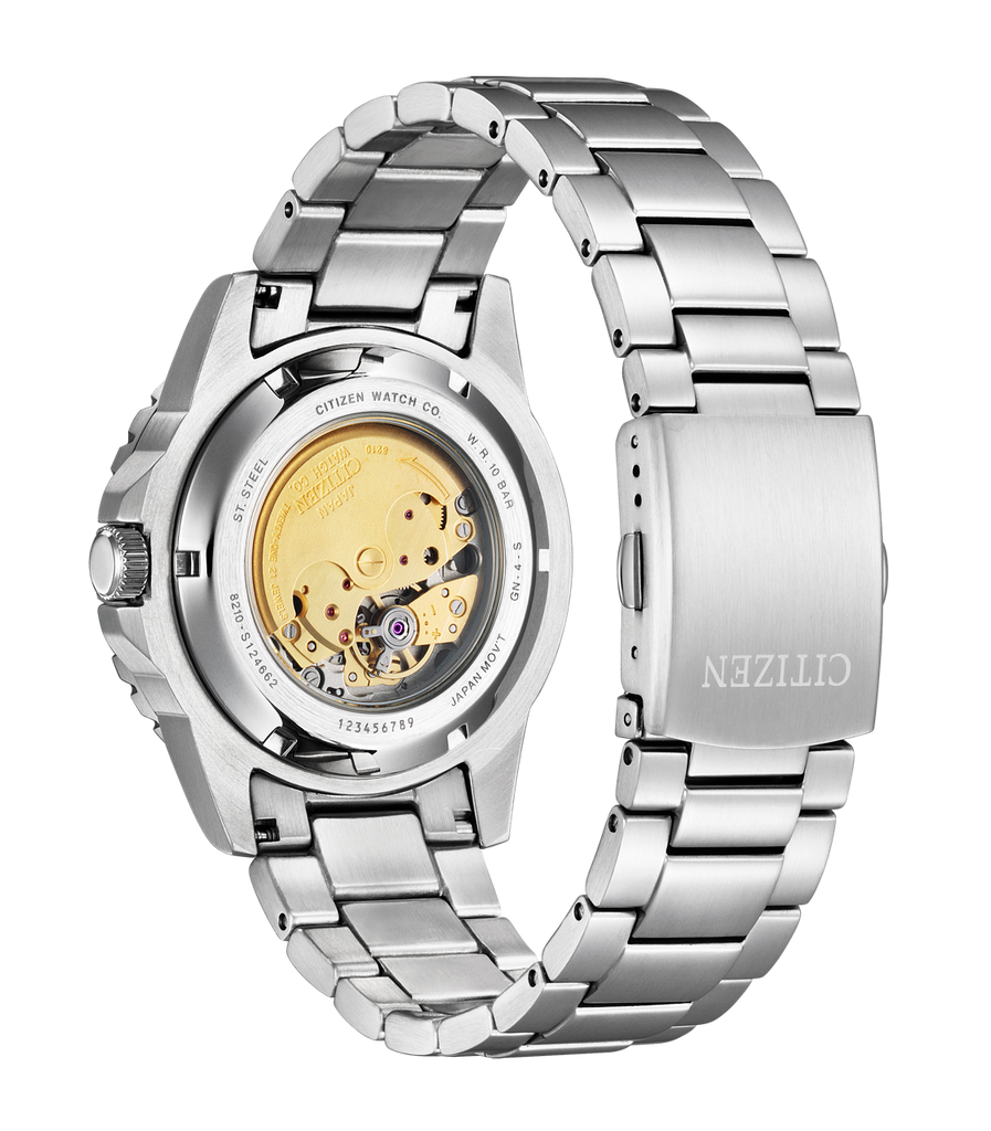 Citizen Mechanical Automatic Orange Dial Silver Steel Strap Watch for Men - NJ0128-80X Buy Now By Citizen