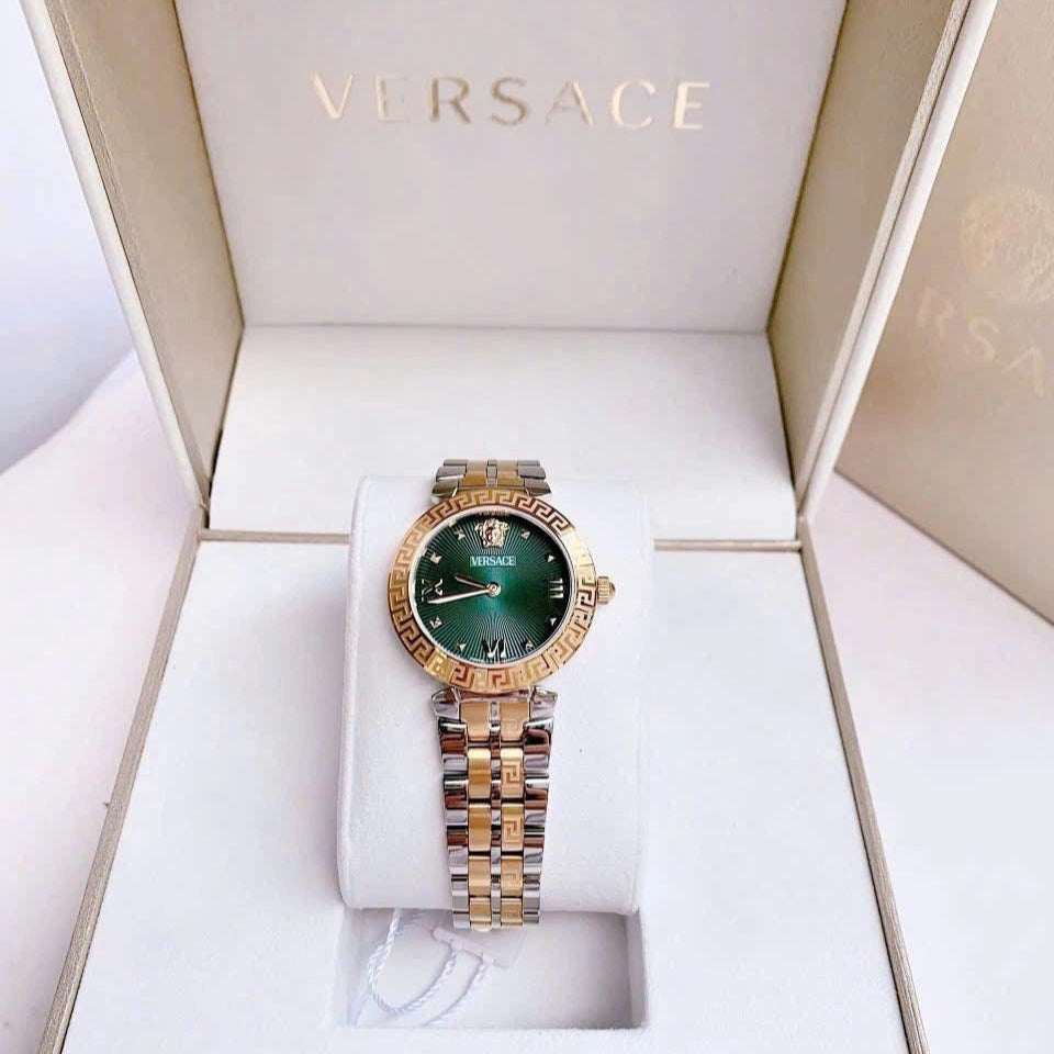 Versace Daphnis Quartz Green Dial Two Tone Steel Strap Watch for Women - VEOCA0424 Buy Now By Versace