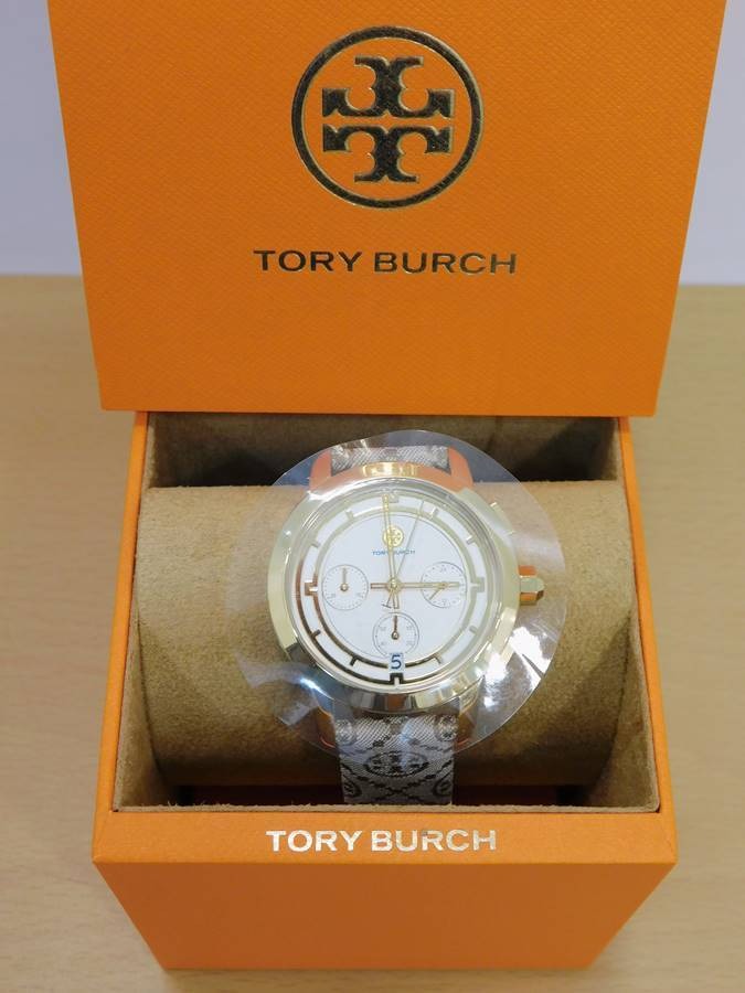 Tory Burch The Tory Chronograph White Dial Maroon Jacquard Strap Watch for Women - TBW1050 Buy Now By Tory Burch
