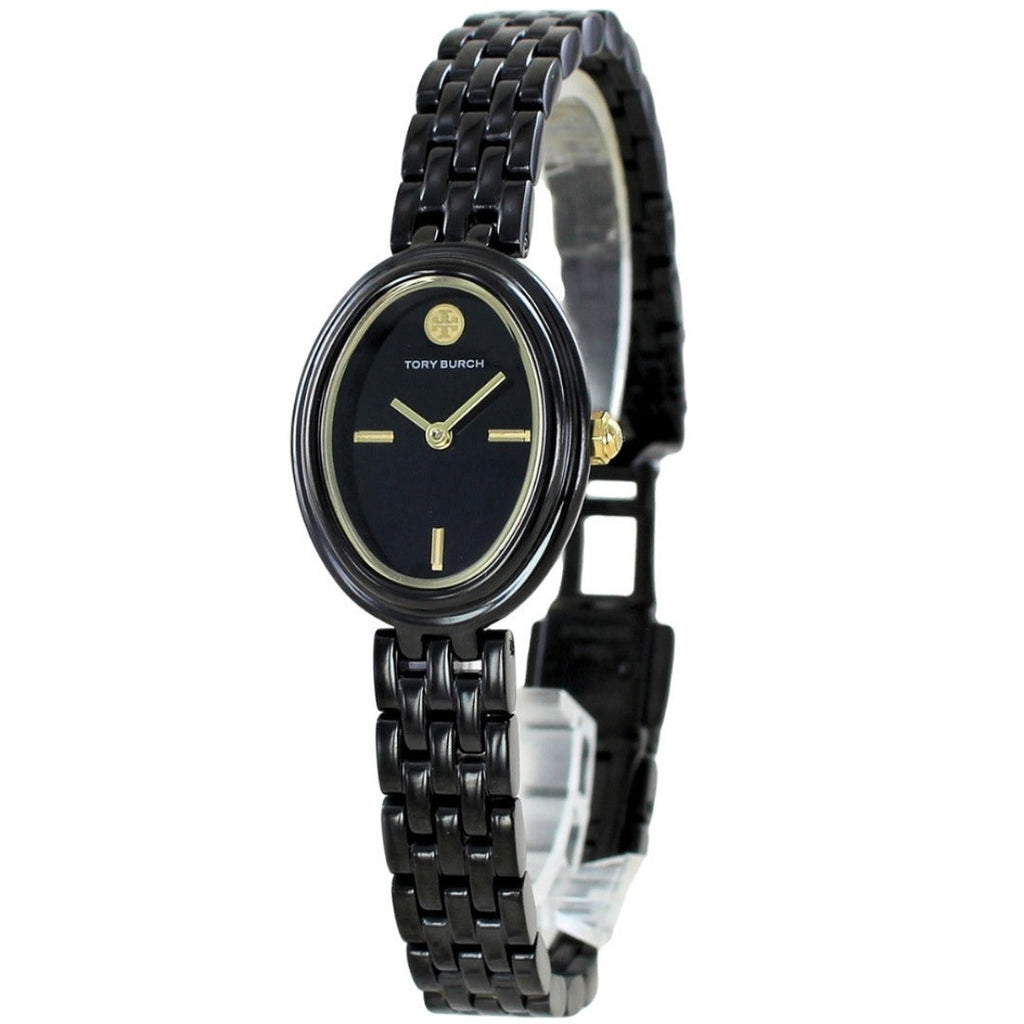 Tory Burch Oval Black Dial Black Steel Strap Watch for Women - TBW6035 Buy Now By Tory Burch