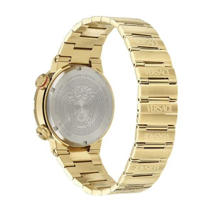 Versace Greca Logo Quartz Black Dial Gold Steel Strap Watch for Men - VE8G00624 Buy Now By Versace