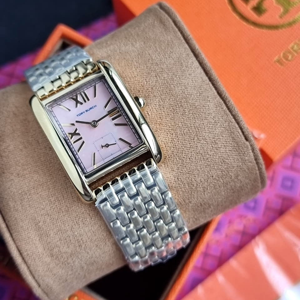 Tory Burch Eleanor Mother of Pearl Pink Dial Gold Steel Strap Watch for Women - TBW1077 Buy Now By Tory Burch