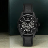 Emporio Armani Antonio Chronograph Black Dial Black Leather Strap Watch for Men - AR11583 Buy Now By Emporio Armani