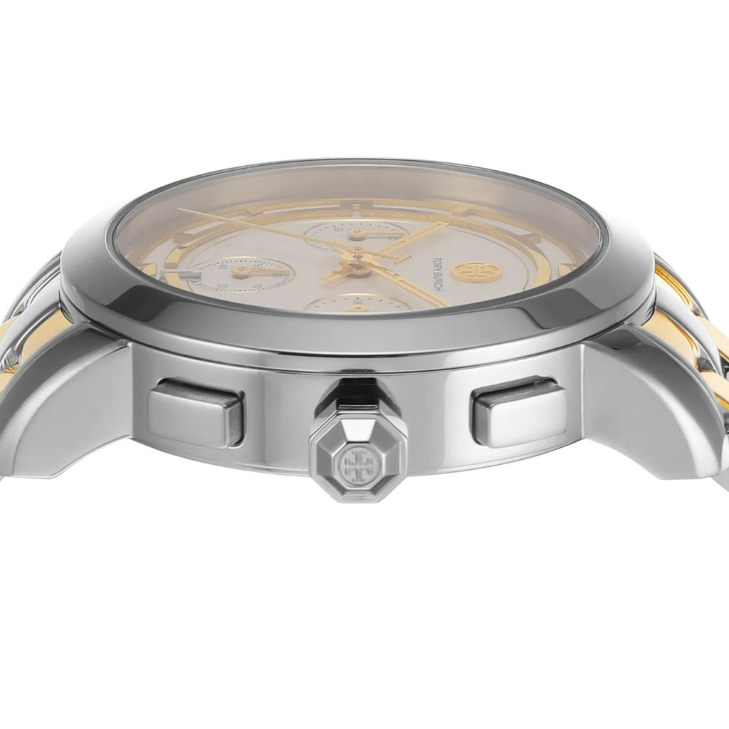 Tory Burch Classic Chronograph White Dial Two Tone Steel Strap Watch for Women - TBW1034 Buy Now By Tory Burch