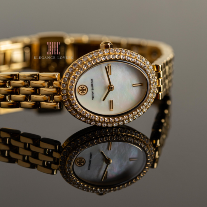 Tory Burch Oval Mother of Pearl Dial Gold Steel Strap Watch for Women - TBW6034 Buy Now By Tory Burch