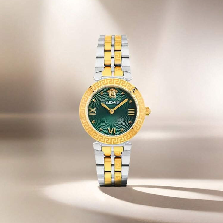 Versace Daphnis Quartz Green Dial Two Tone Steel Strap Watch for Women - VEOCA0424 Buy Now By Versace