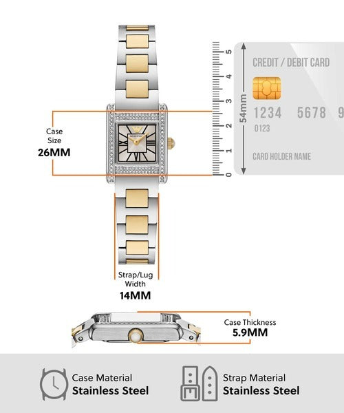 Emporio Armani Genni Crystals Silver Dial Two Tone Steel Strap Watch for Women - AR11704 Buy Now By Emporio Armani