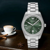 Emporio Armani Frederico Analog Green Dial Silver Steel Strap Watch for Men - AR11621 Buy Now By Emporio Armani