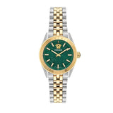 Versace V-Code Analog Green Dial Two Tone Steel Strap Watch for Women - VE8I00424 Buy Now By Versace