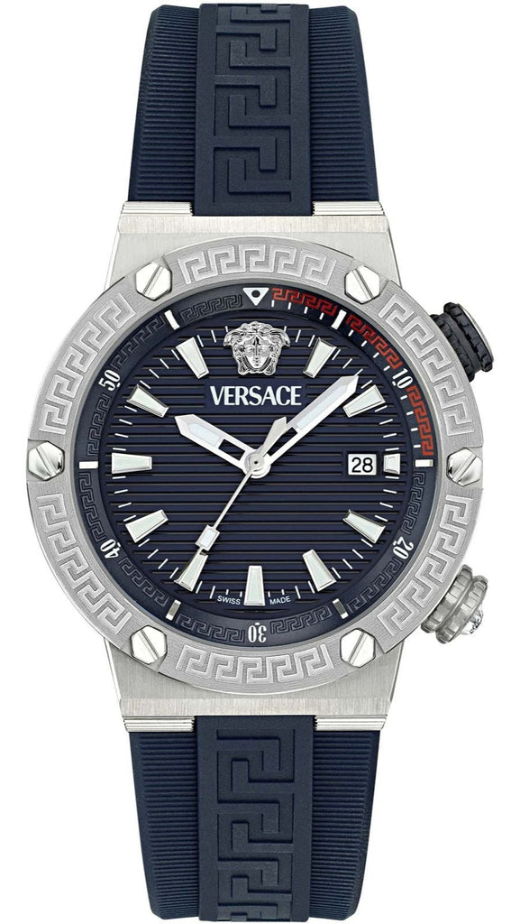 Versace Greca Diver Quartz Blue Dial Blue Rubber Strap Watch for Men - VE8G00124 Buy Now By Versace