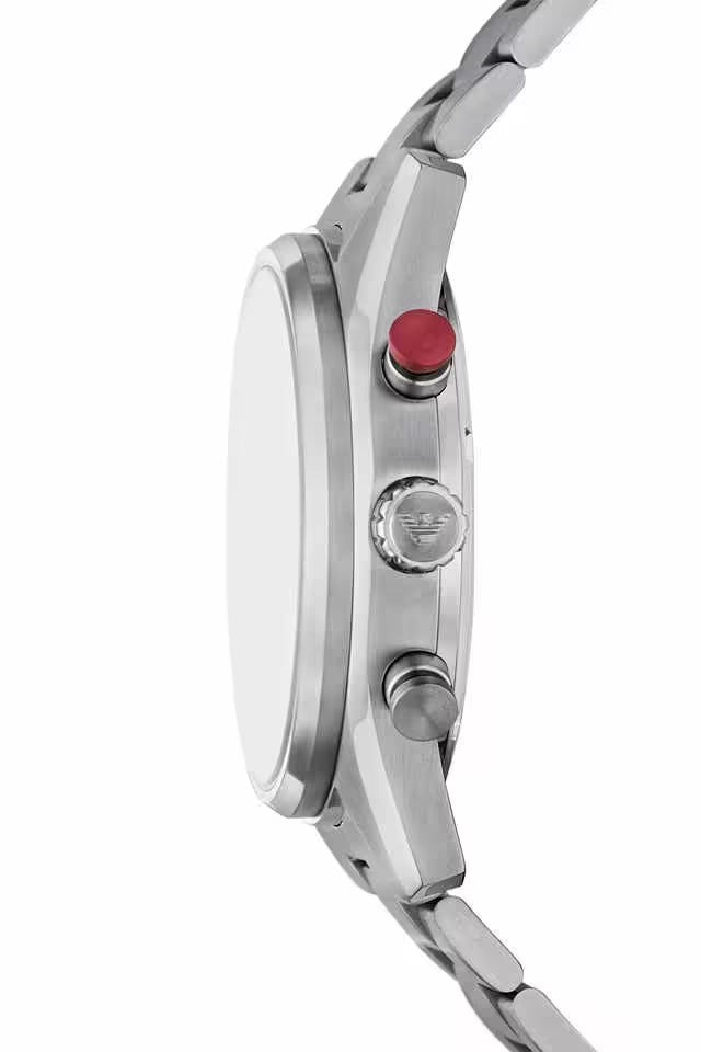 Emporio Armani Racer Chronograph White Dial Silver Steel Strap Watch for Men - AR11645 Buy Now By Emporio Armani