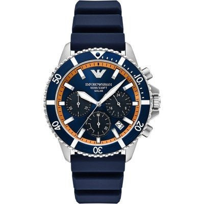 Emporio Armani World Explorer Chronograph Blue Dial Blue Silicone Strap Watch for Men - AR11696 Buy Now By Emporio Armani