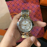 Tory Burch Classic Chronograph White Dial Two Tone Steel Strap Watch for Women - TBW1034 Buy Now By Tory Burch