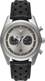 Emporio Armani Racer Chronograph Silver Dial Black Leather Strap Watch for Men - AR11677 Buy Now By Emporio Armani