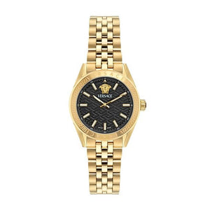 Versace V-Code Quartz Black Dial Gold Steel Strap Watch for Women - VE8I00724 Buy Now By Versace