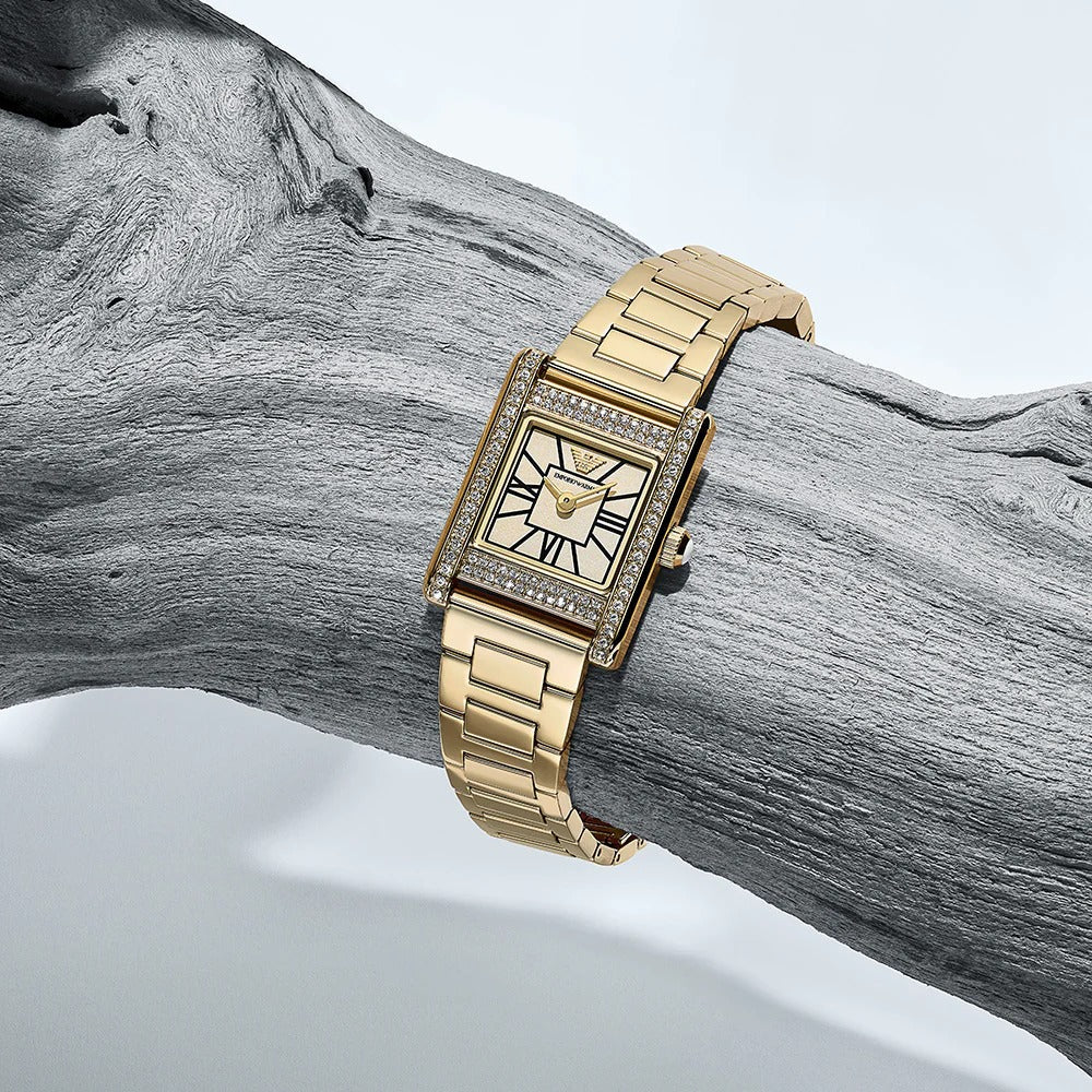 Emporio Armani Genni Crystals Gold Dial Gold Steel Strap Watch for Women - AR11663 Buy Now By Emporio Armani