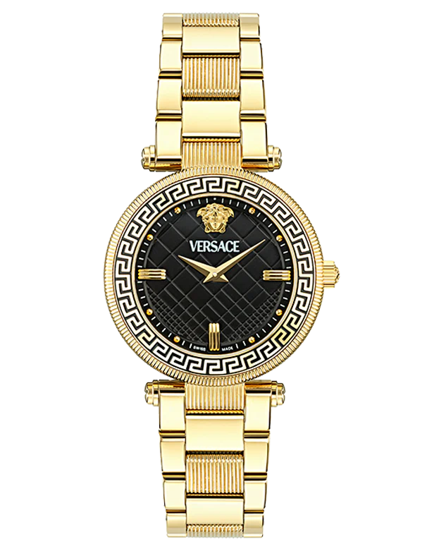 Versace Reve Analog Black Dial Gold Steel Strap Watch for Women - VE8B00624 Buy Now By Versace