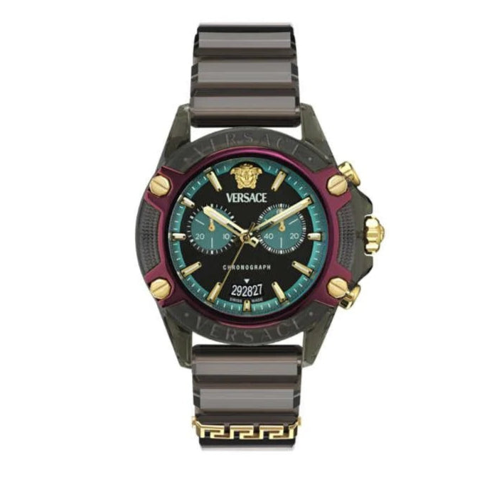 Versace Icon Active Chronograph Black Dial Black Rubber Strap Unisex Watch - VE8P00224 Buy Now By Versace