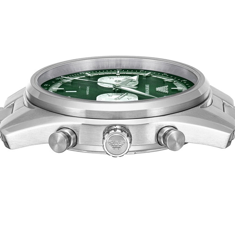 Emporio Armani Racer Chronograph Green Dial Silver Steel Strap Watch for Men - AR11637 Buy Now By Emporio Armani