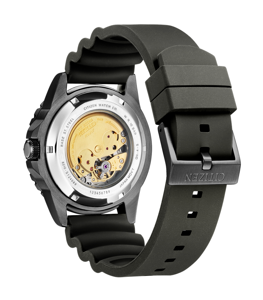 Citizen Mechanical Automatic Black Dial Black Rubber Strap Watch for Men - NJ0125-11E Buy Now By Citizen