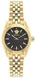 Versace V-Code Quartz Black Dial Gold Steel Strap Watch for Women - VE8I00724 Buy Now By Versace