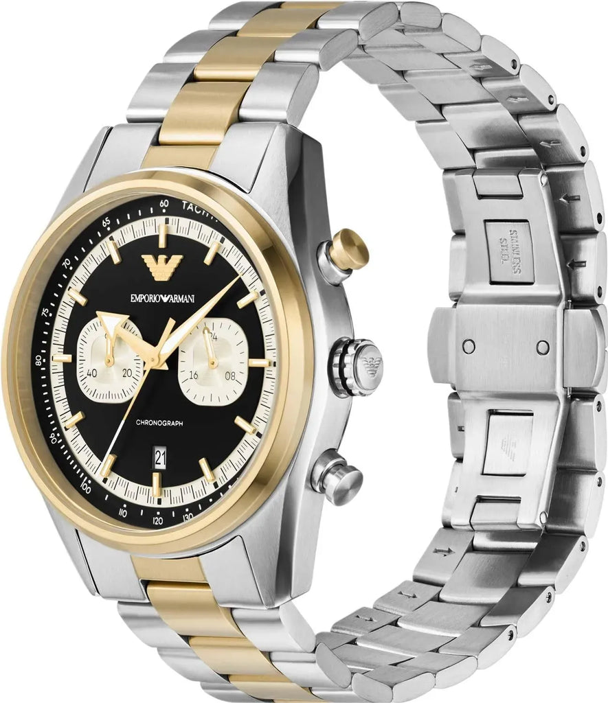 Emporio Armani Racer Chronograph Black Dial Two Tone Steel Strap Watch for Men - AR11678 Buy Now By Emporio Armani