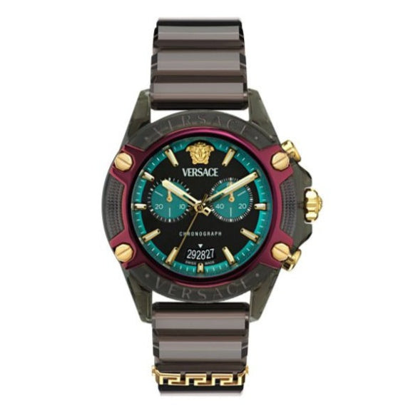 Versace Icon Active Chronograph Black Dial Black Rubber Strap Unisex Watch - VE8P00224 Buy Now By Versace