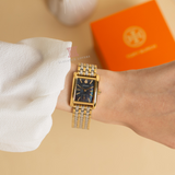 Tory Burch Eleanor Mother of Pearl Black Dial Two Tone Steel Strap Watch for Women - TBW1084 Buy Now By Tory Burch