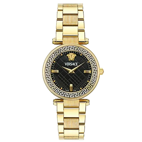 Versace Reve Analog Black Dial Gold Steel Strap Watch for Women - VE8B00624 Buy Now By Versace