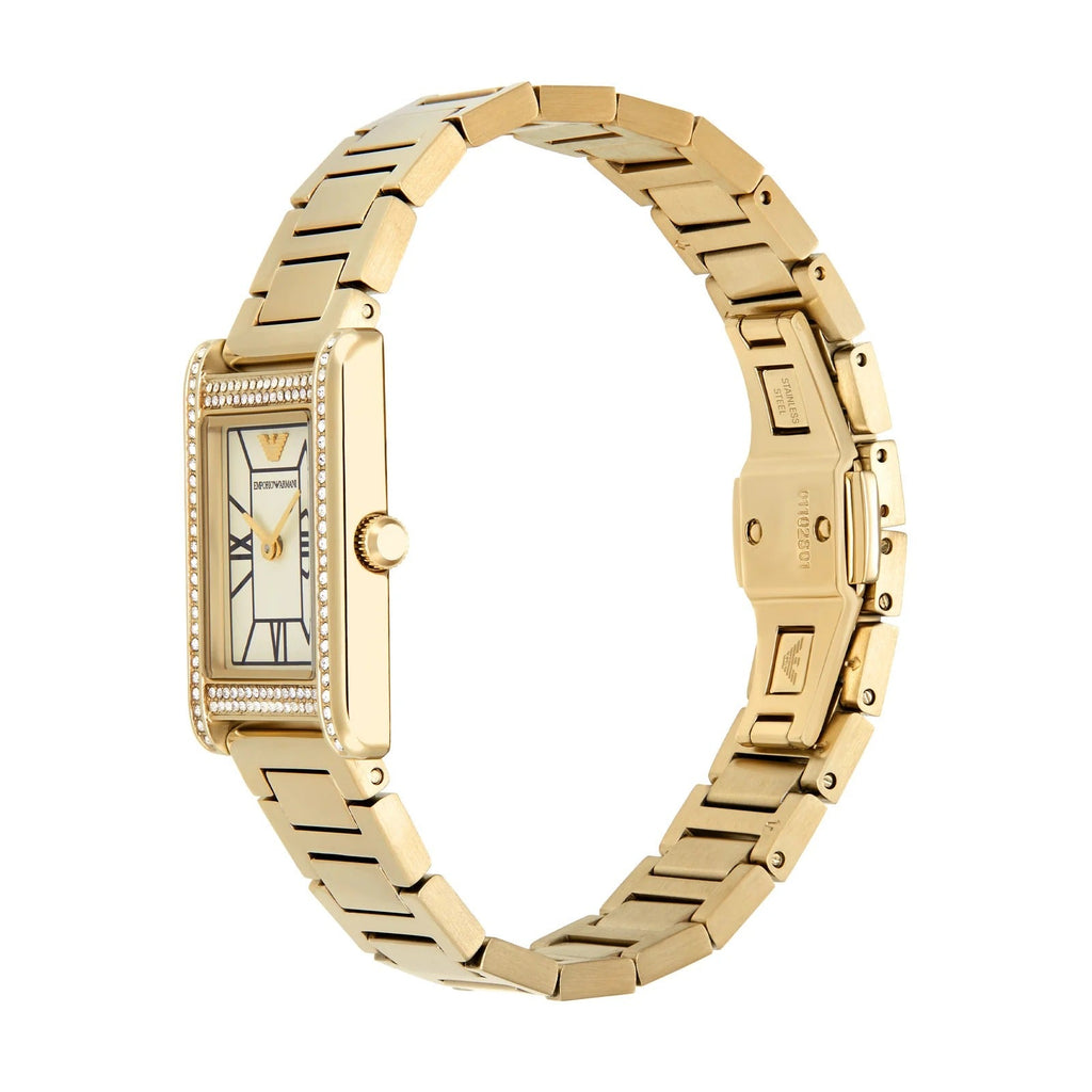 Emporio Armani Genni Crystals Mother of Pearl Dial Gold Steel Strap Watch for Women - AR11659 Buy Now By Emporio Armani