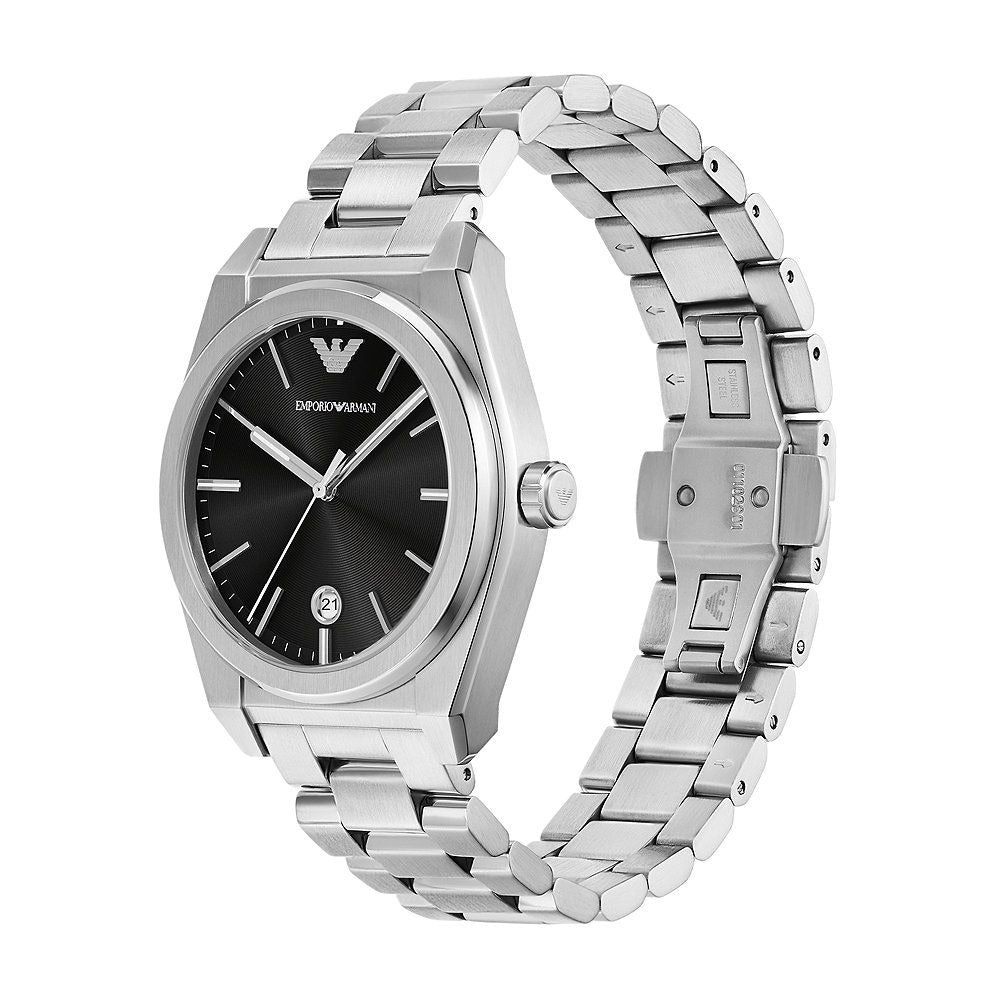 Emporio Armani Frederico Analog Black Dial Silver Steel Strap Watch for Men - AR11622 Buy Now By Emporio Armani