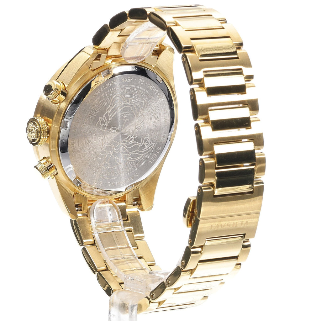 Versace Greca Dome Chronograph Black Dial Gold Steel Strap Watch for Men - VE6K00523 Buy Now By Versace