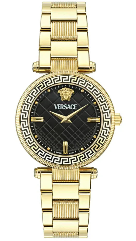 Versace Reve Analog Black Dial Gold Steel Strap Watch for Women - VE8B00624 Buy Now By Versace