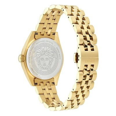 Versace V-Code Quartz Black Dial Gold Steel Strap Watch for Women - VE8I00724 Buy Now By Versace