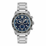 Versace Greca Dome Chronograph Blue Dial Silver Steel Strap Watch for Men - VE6K00323 Buy Now By Versace