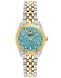 Versace V-Code Analog Turquoise Dial Two Tone Steel Strap Watch for Women - VE8I00524 Buy Now By Versace