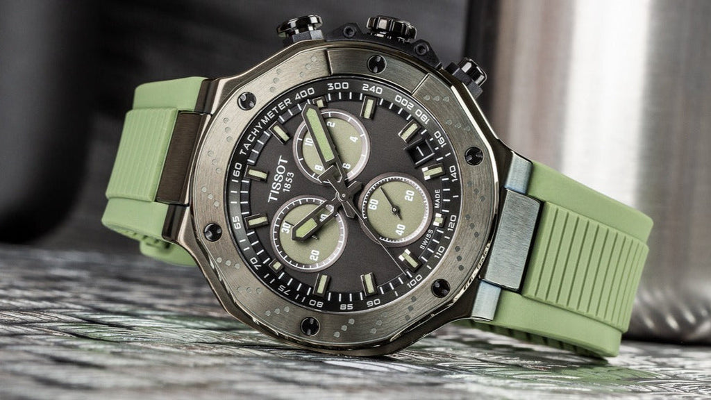 Tissot T Race Chronograph Black Dial Green Rubber Strap Watch for Men - T141.417.37.061.02 Buy Now By Tissot